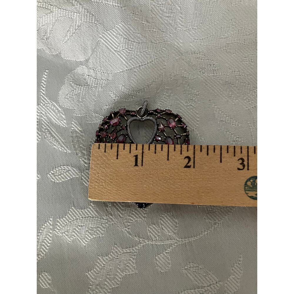 Brighton One Love Crystal Heart Pendant Silver Tone No Chain 2" - Picture 4 of 10